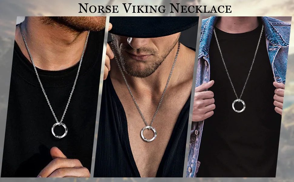 Nordische Wikinger-Anhänger-Halsketten für Männer und Frauen, gedrehter Edelstahl-Schmuck, Dreieck-Charm, geometrischer Kragen, Party-Geschenk – Detail 4