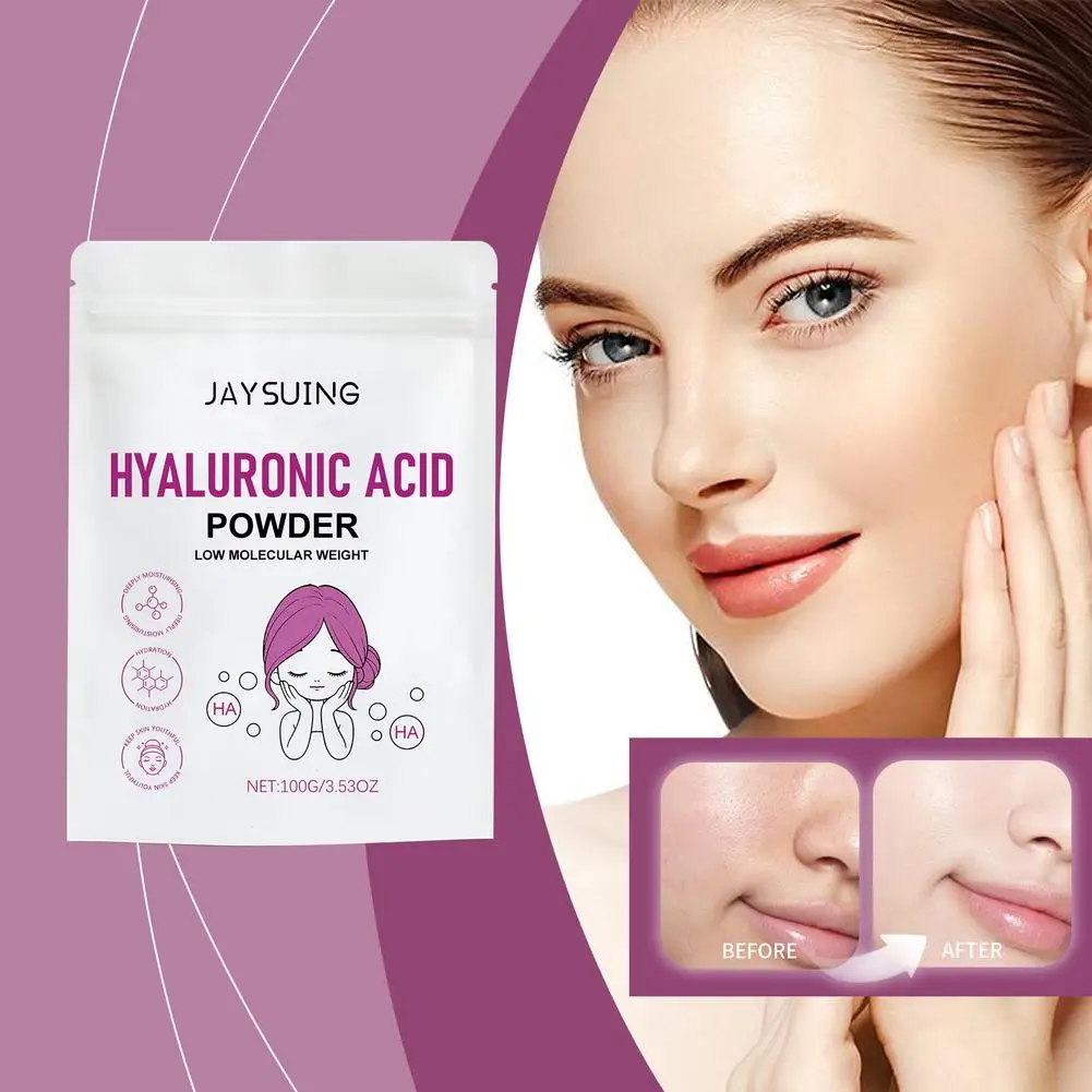 

2025 Hot Sale Hyaluronic Acid Powder Cosmetic 100g Anti-wrinkle Anti-aging Supplement Moisturizing Skin Whitening And I6A8