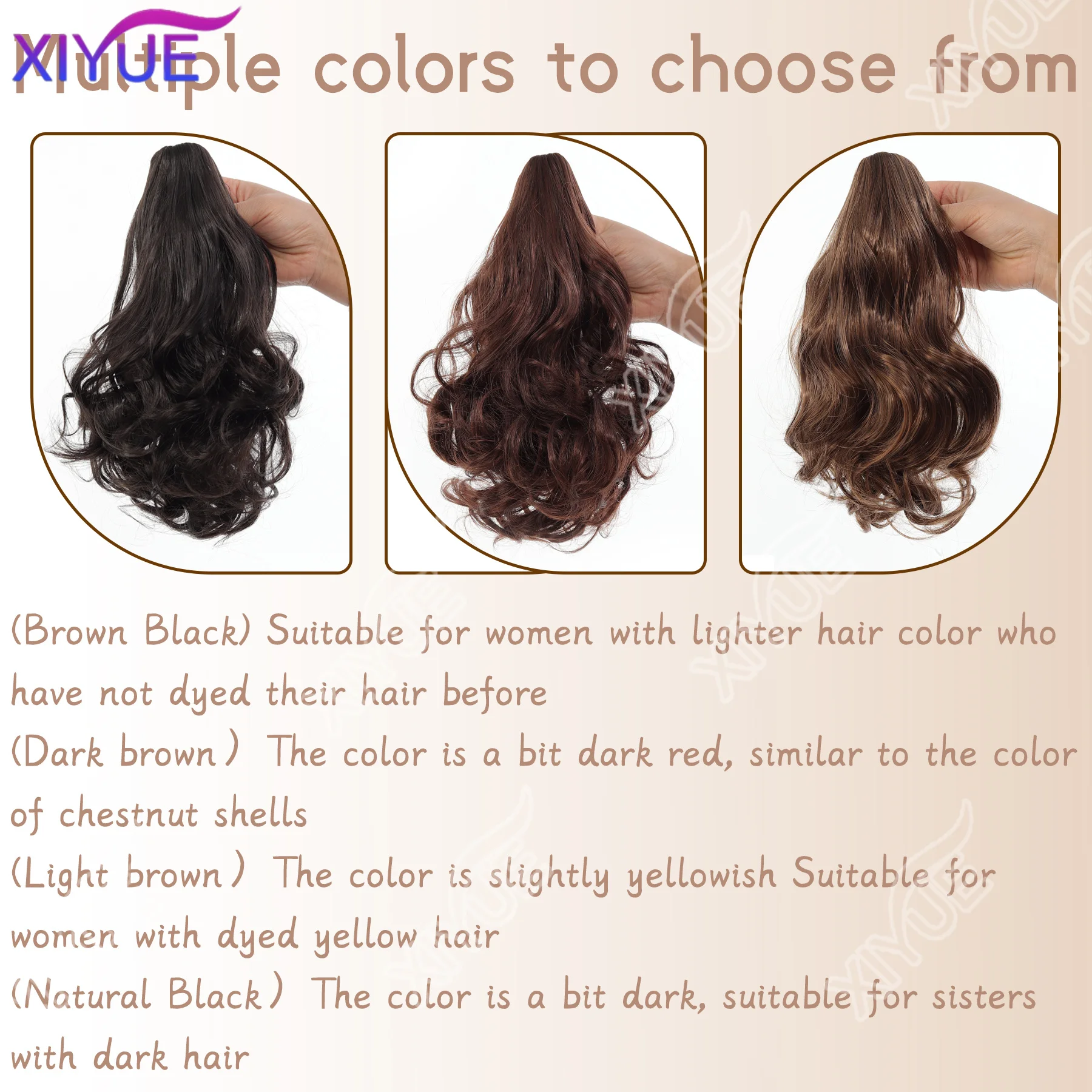 XY paardenstaartverlenging synthetische lange klauw krullende paardenstaart gemengd blond clip-in haarverlenging natuurlijk ogend haarstukje voor dames