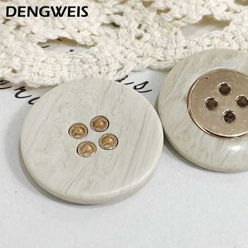 4-Holes Round Resin Metal Clothes Sewing Buttons Men and Women Coats Suit  Overcoat Cardigans High-Grade DIY Accessories Button