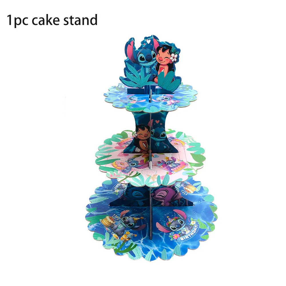 Disney-soporte para cupcakes de 3 niveles para niños, suministros de fiesta de cumpleaños de Lilo Stitch, torre de cupcakes de dibujos animados, juguete de regalo de ducha para niños