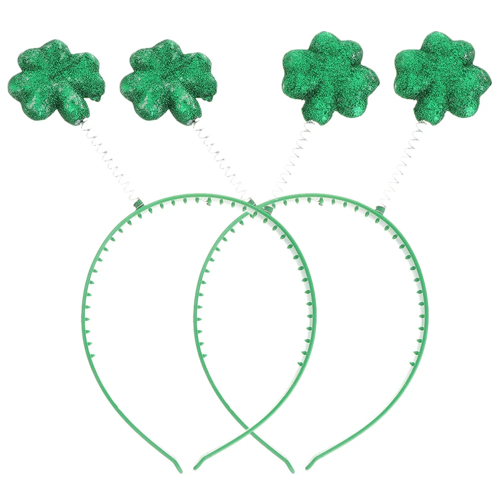 2 Pcs Headband Shamrock Hair Accessories St Patricks Day Make up Headdress Saint Patrick's Miss