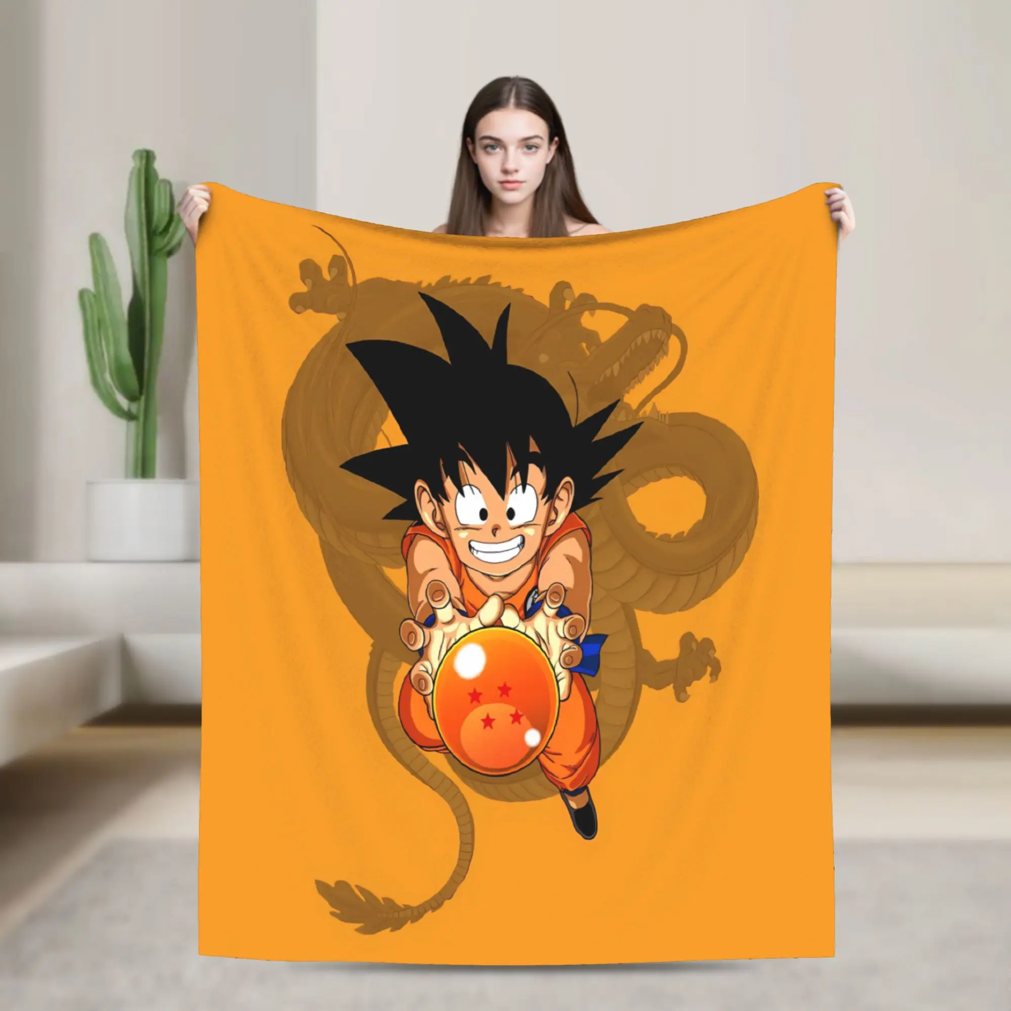 Goku Flying On Nimbus Dragon Ball Blankets Soft Plush Throw Blanket For Couch Chair Sofa Bed Picnic Flannel Bedspread Bed Cover