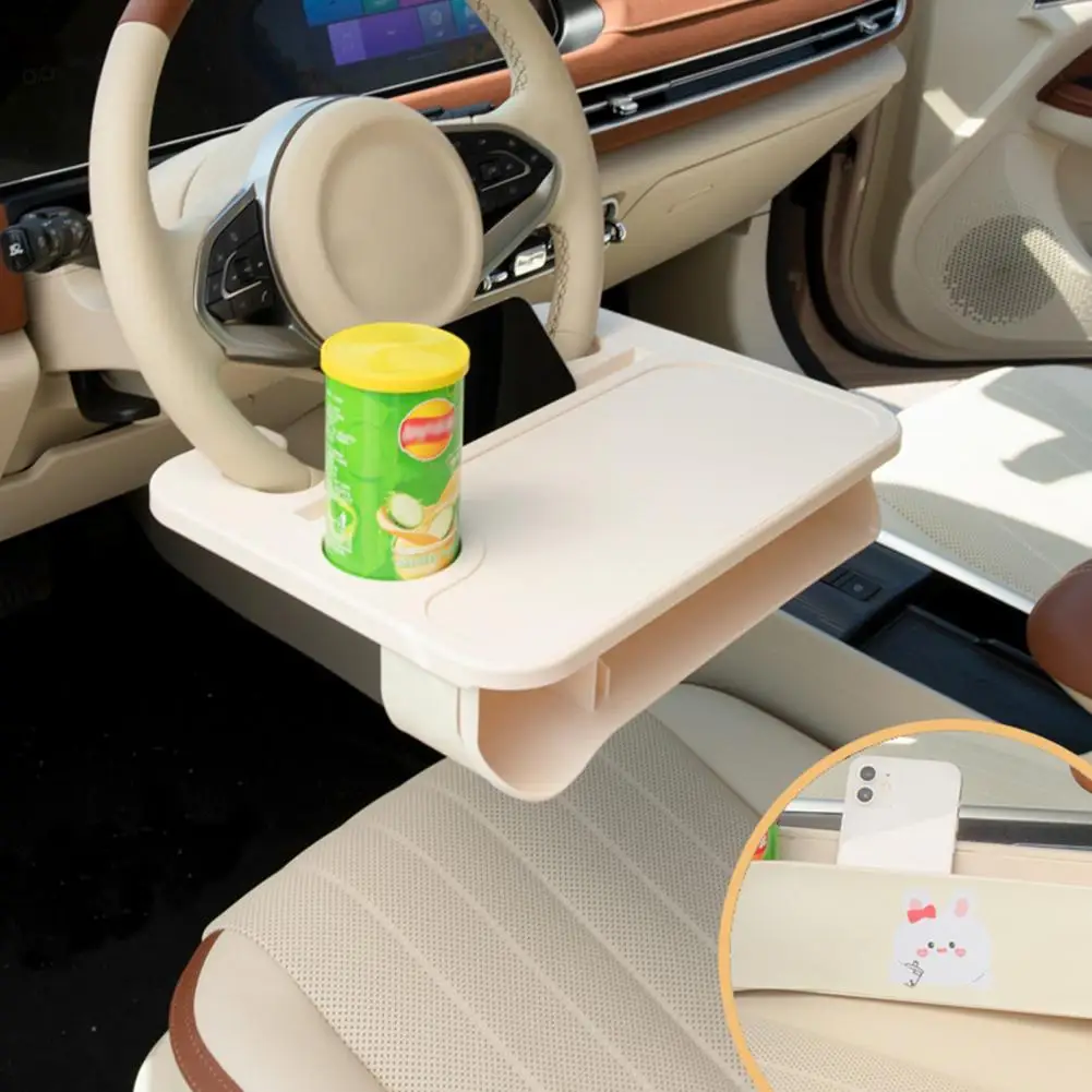 Car Steering Wheel Tray Seat Gap Filler Organizer Car Food Tray For Eating With Drinks Holder Travel Car Accessories