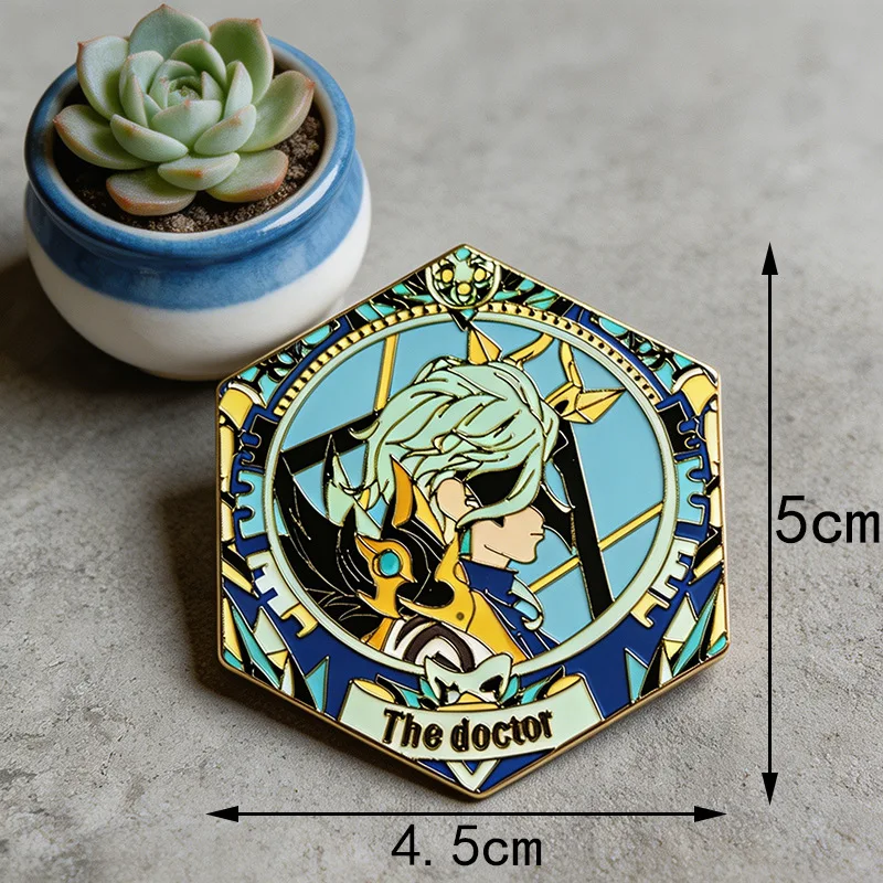 Genshin Impact Nicole Reeyn Doktor Cosplay Abzeichen Anime Il Dottore Arlecchino Halloween Party Kostüme Pins Rucksack Weihnachtsdekoration – Detail 5
