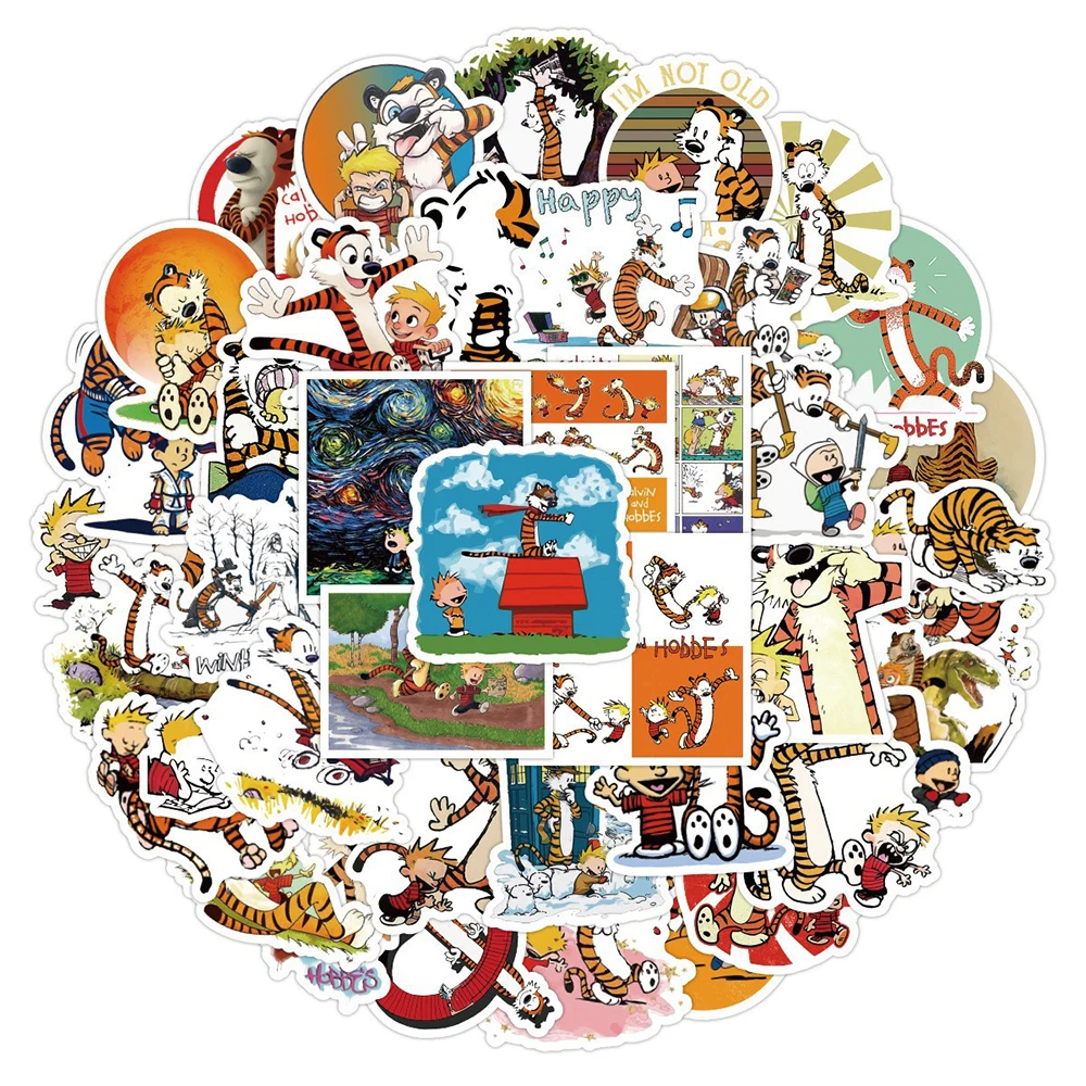 

10/30/50pcs Cute Cartoon Calvin and Hobbes Stickers Funny Manga Graffiti Decals for Scrapbook Fridge Laptop Phone Sticker Decor