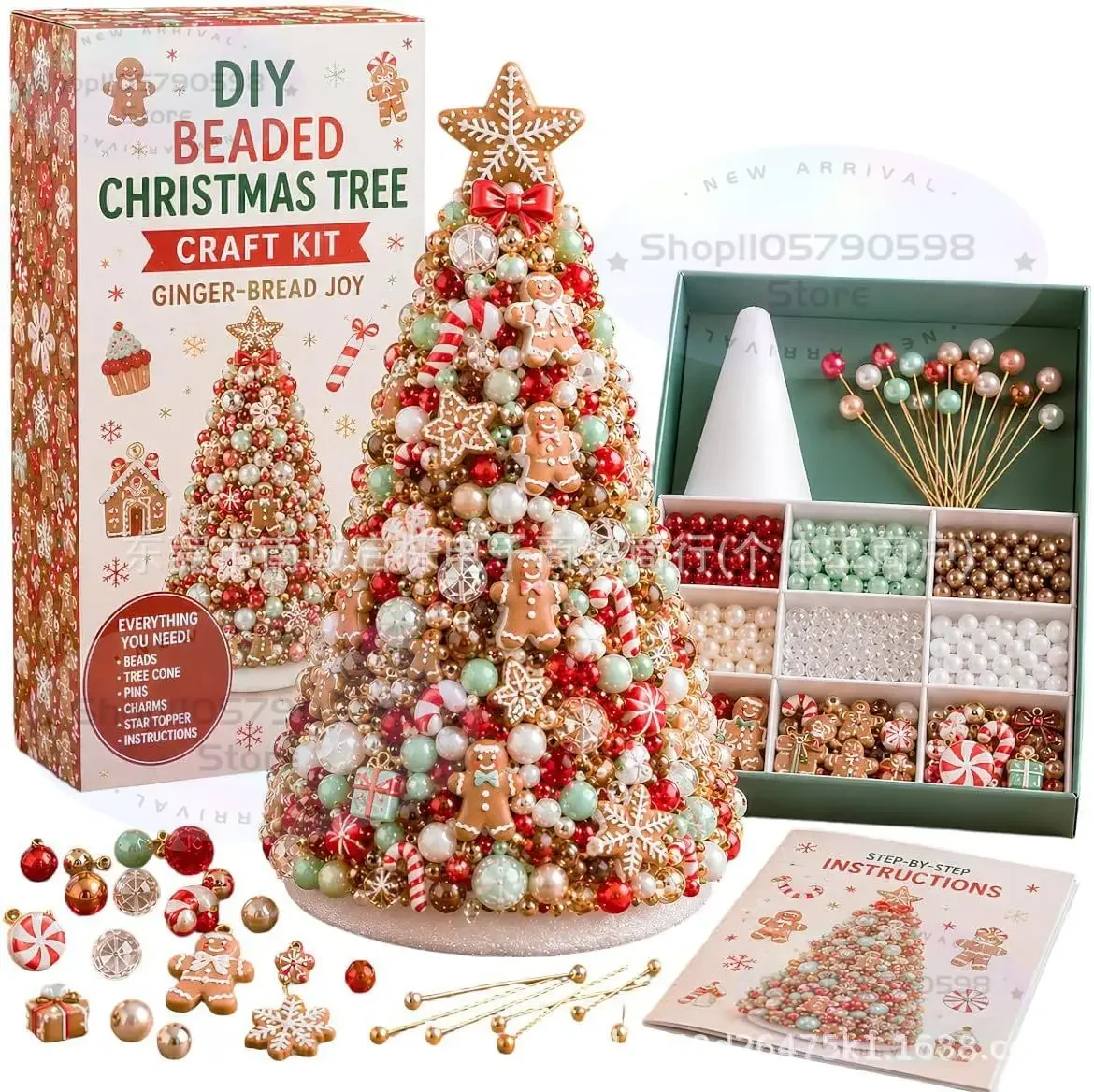 DIY Weihnachtsbaum-Bastelset mit Perlen, Vintage Weihnachtsmann-Tischdekoration, Weihnachtsornament-Set, Geschenk für Bastelfreunde zur Heimdekoration