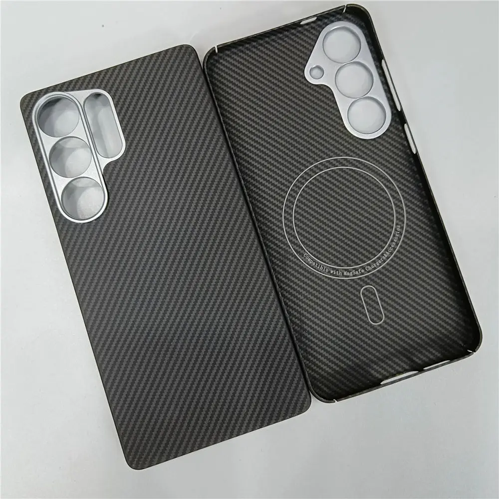 

Genuine Aramid Carbon Fiber Magsafe Case For Samsung Galaxy S24 S25 Ultra Magnetic 600D Cover