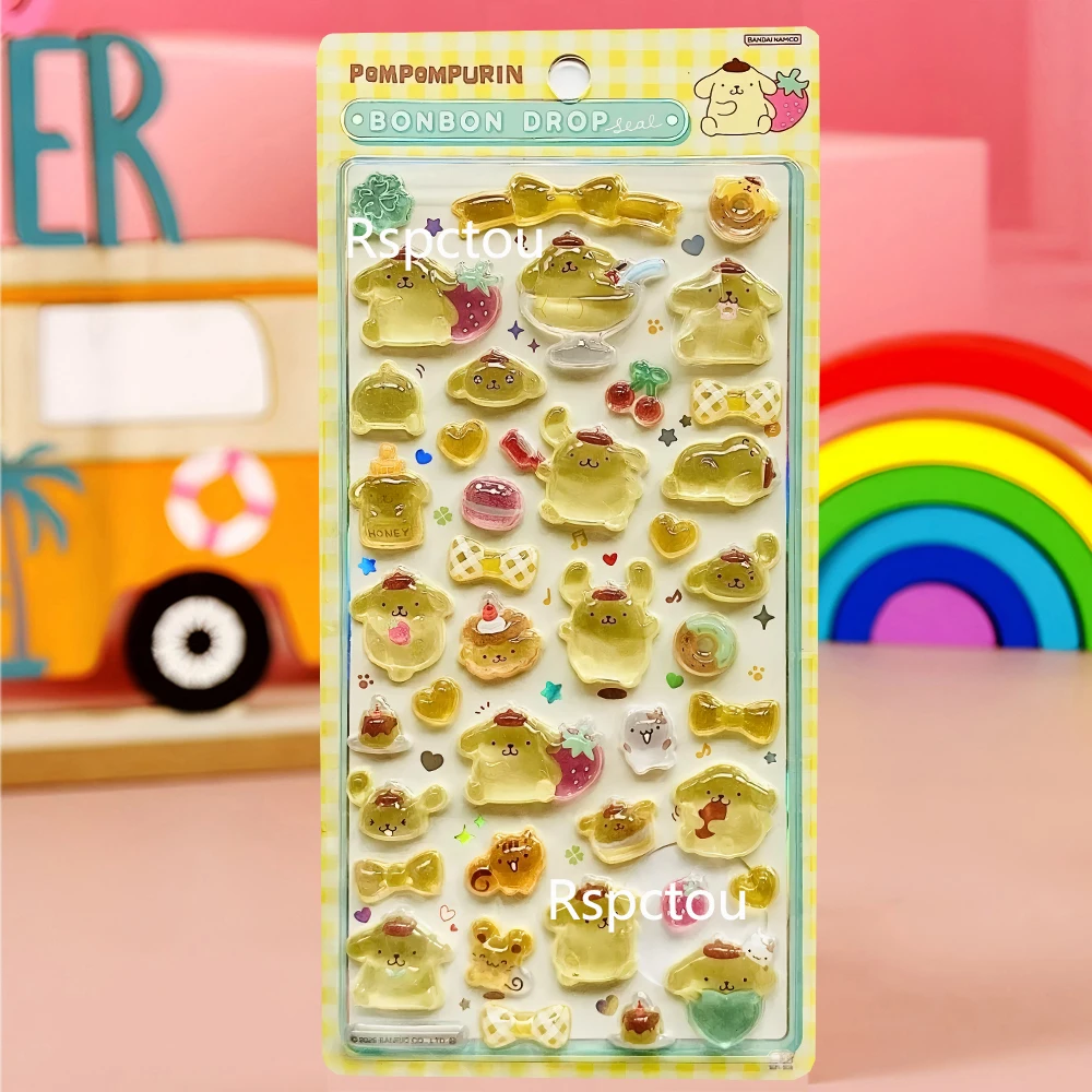 Kawaii سانريو الكرتون الإغاثة ملصقات سينامورول كورومي بوم بوم بورين ميلودي هلام كريستال ملصق لطيف الديكور الشارات الهدايا