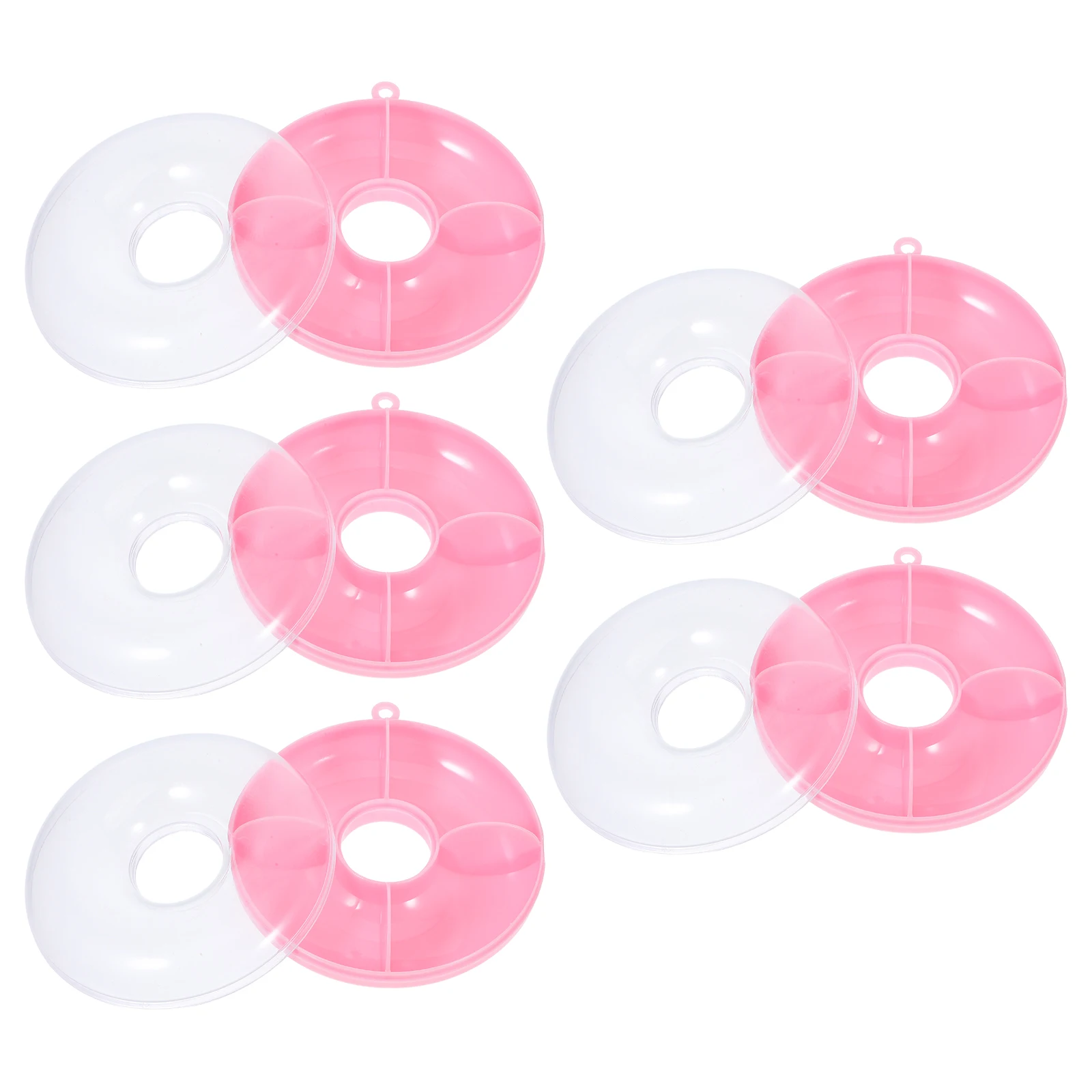 

5pcs Translucent Pink Storage Box Multifunctional Jewelry Organizer Compartment Case For Hair Accessories Earring Necklaces Kids