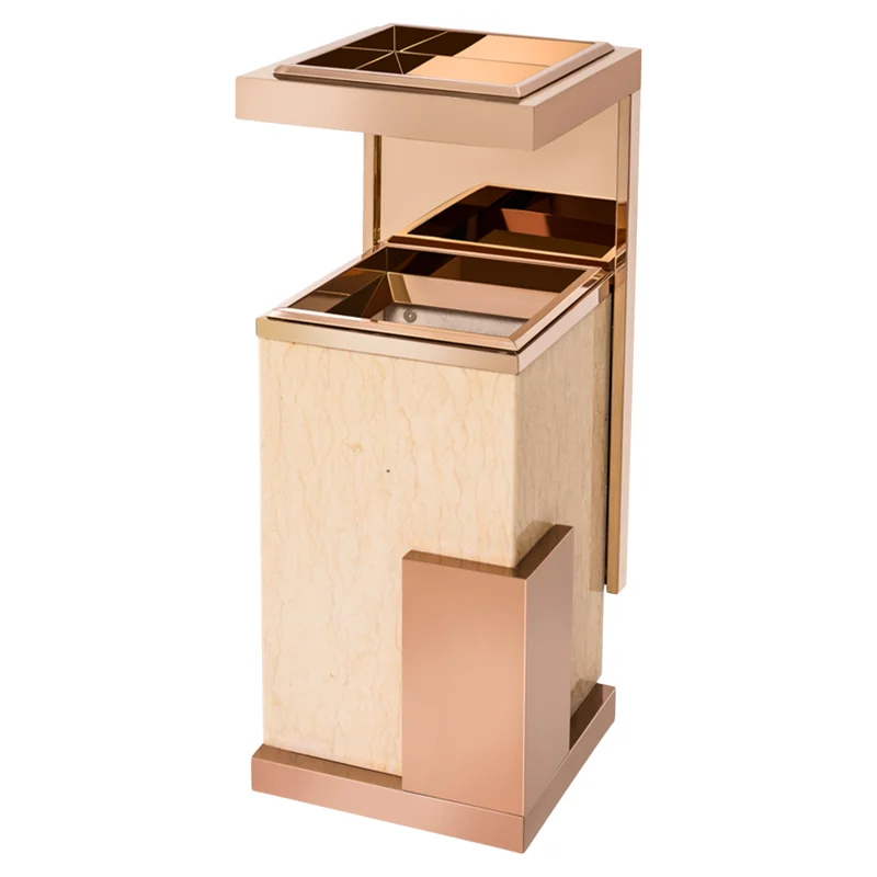 

Trash can with ashtray marble stainless steel hall elevator entrance lobby vertical sanitary bucket box