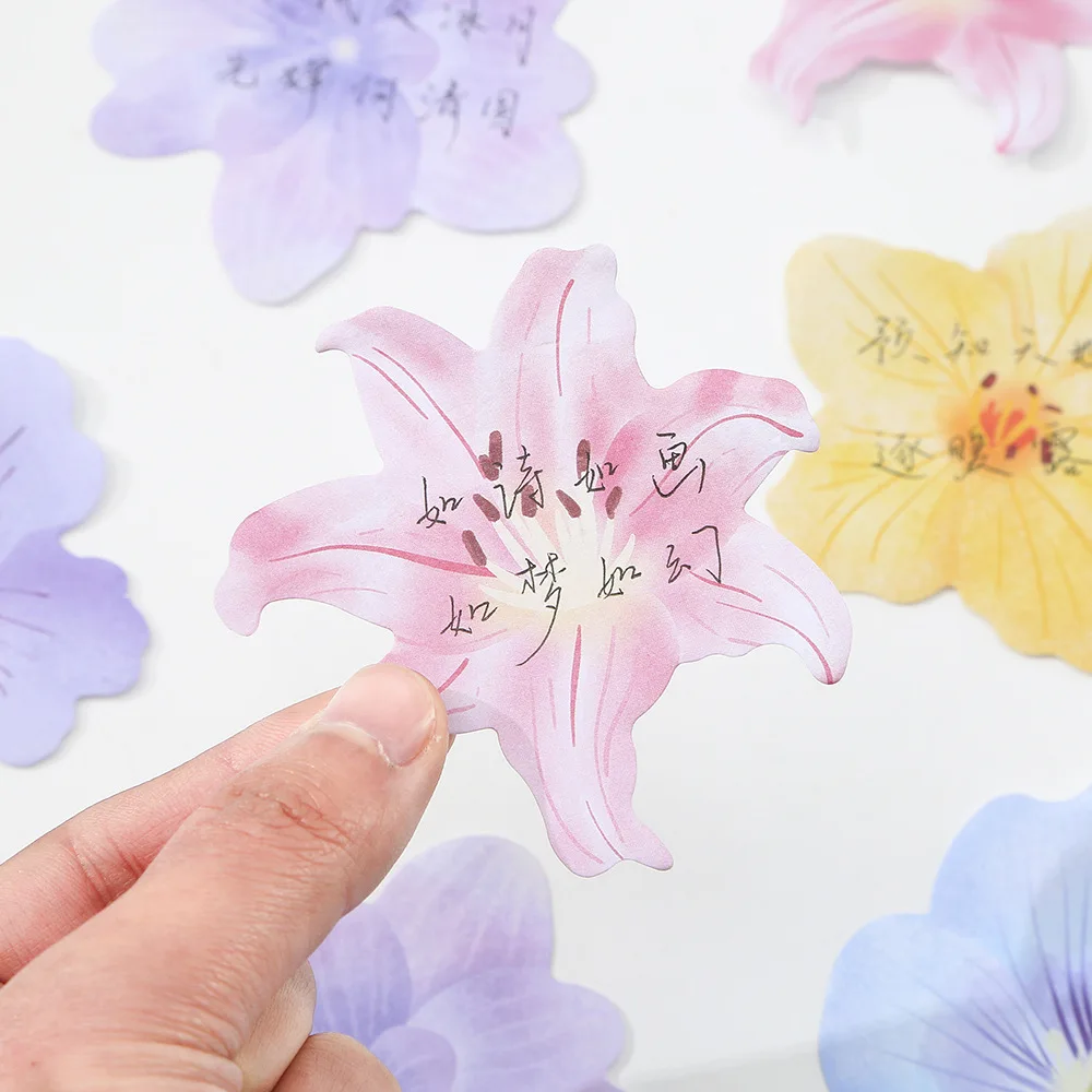 Office School Supplies Blooming Flowers Sticky Notes Cute Little Special Shaped Paper Can Be Pasted Memo Pad Papelería Kawaii