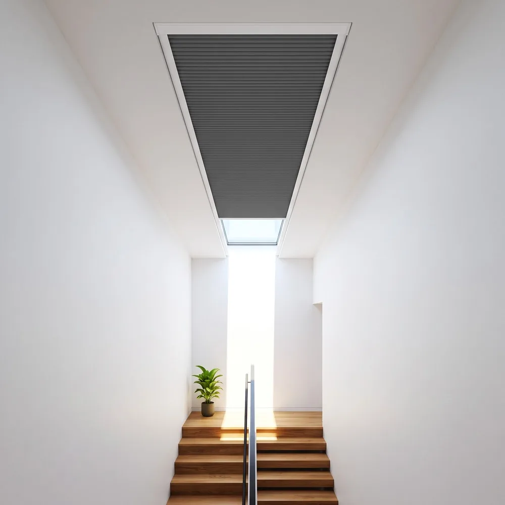 Solar Cellular Honeycomb Shades Motorized Blackout Skylight Blind, Tuya App Operation for Roof Window, Rechargeable Option