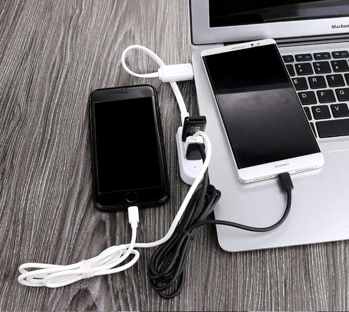 30cm/120cm 3-Port USB Hub with Built-in Cable Portable Data Hub Extender Cord Charging Power Port for Charge Devices
