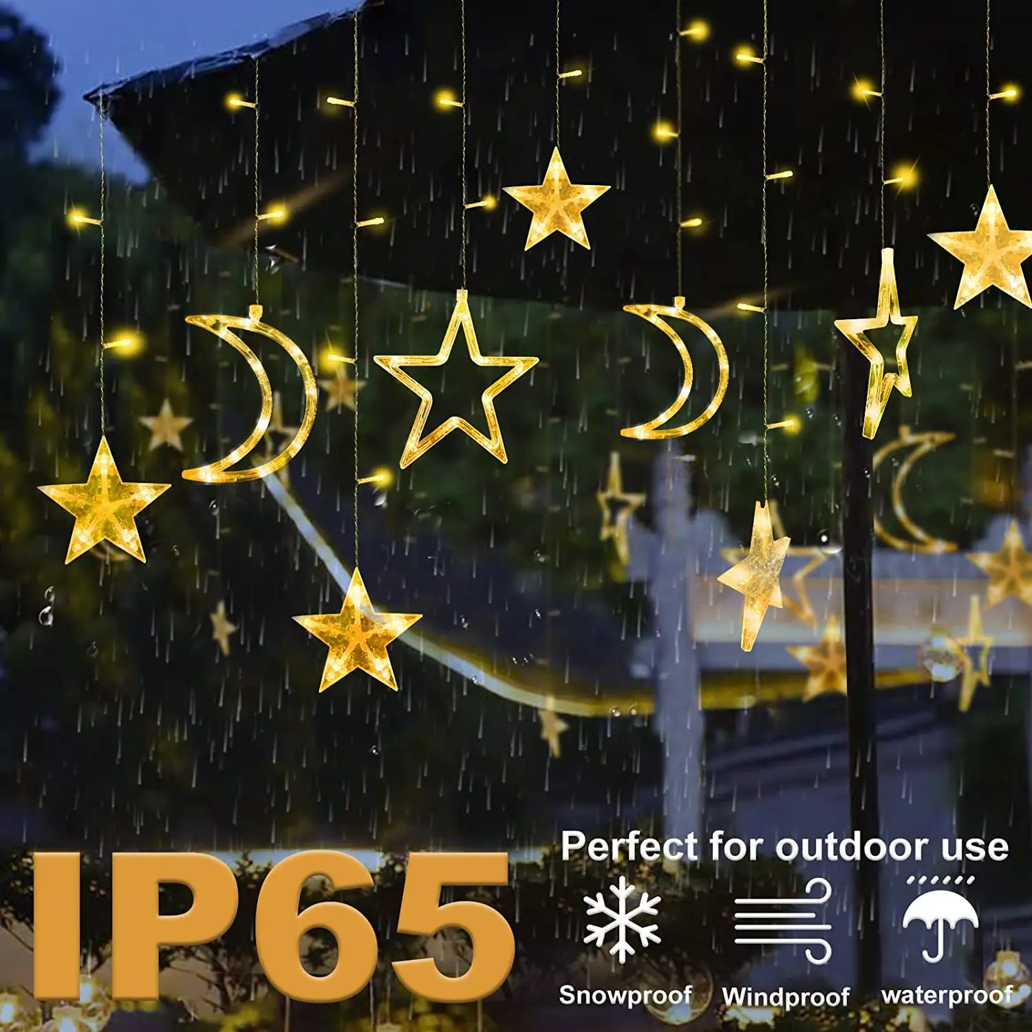 Solar Power String Lights Waterproof Star Moon Garland Outdoor Festoon LED Fairy Garden Lamp 8Mode Wedding Christmas Decorations