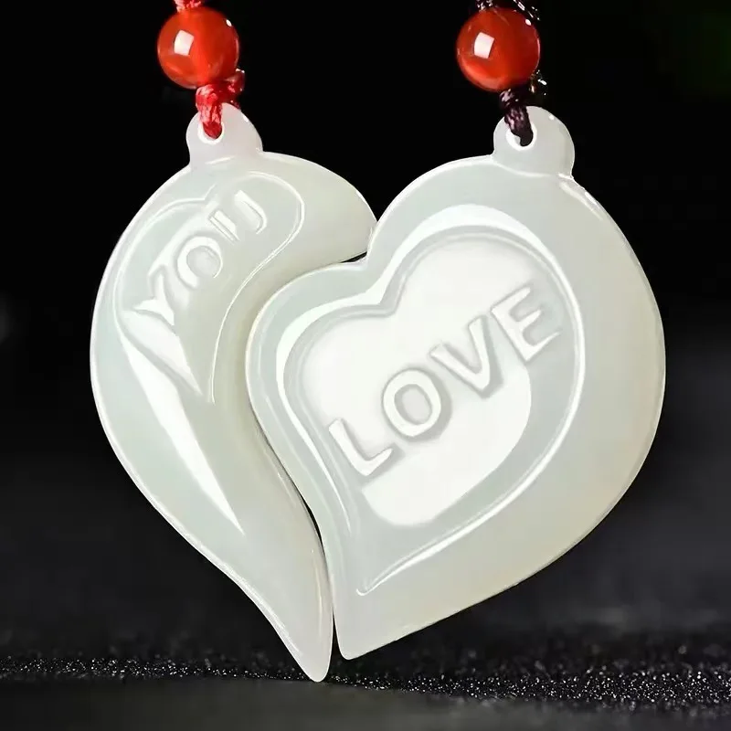Male and Female Couple's White Jade Dragon and Phoenix Pair Jade Pendant Afghan White Crescent Dragon and Phoenix Pair view 3