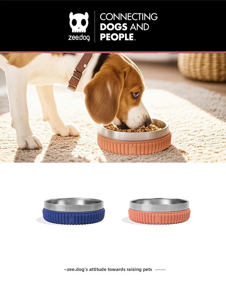 

ZeeDog Stainl Steel Pet Bowl Detachable Non-sti Coating Easy Cleaning Design Double Set Pet Water Bowl Food Bowl