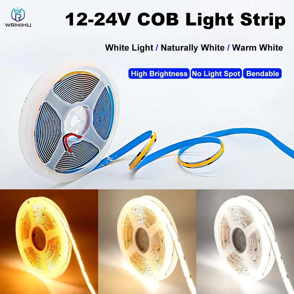 

FCOB LED Strip Light 320 LED High Density Flexible FOB COB Led Light RA90 Warm Nature Cool White Linear Dimmable 12V 24V 3000K