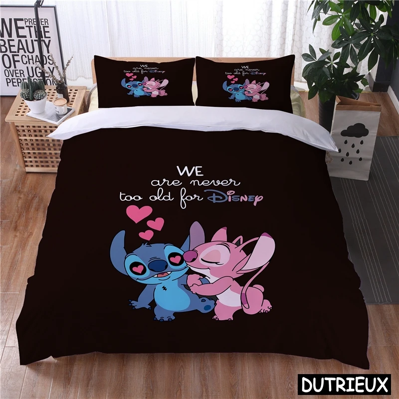 

Lilo And Stitch Kawaii Bedding Set Queen King Size Disney Cartoon Duvet Cover Set 2/3Pcs Quilt Cover And Pillowcase Home Textile