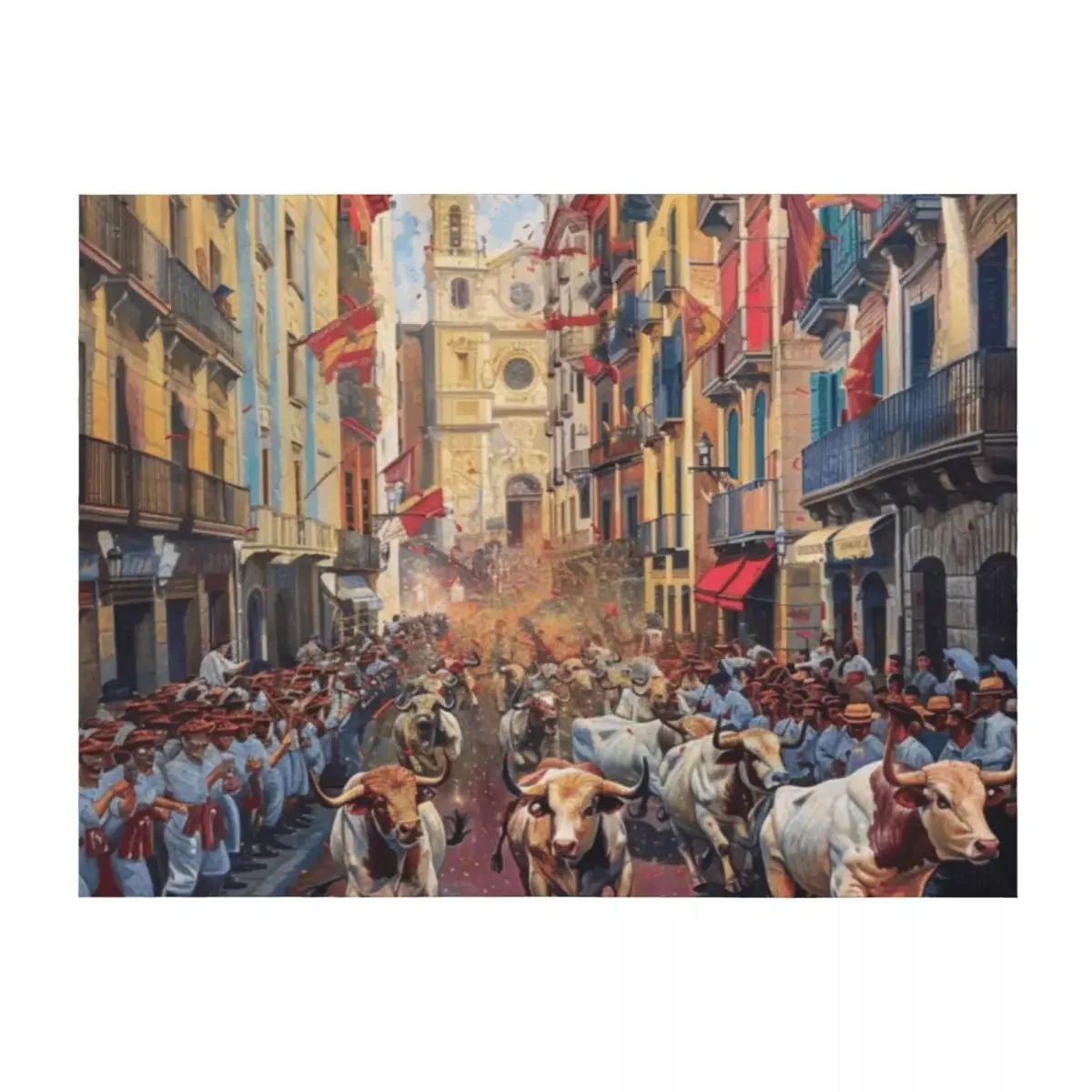 

Bull Running at San Fermín Festival Throw Blanket Hairys For Decorative Sofa Picnic Cute Plaid Blankets