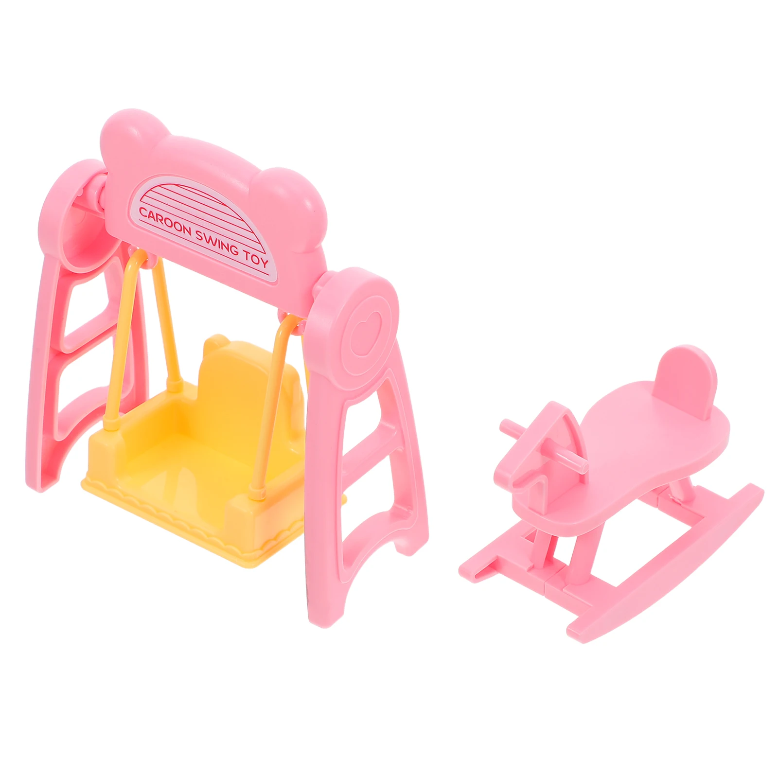 

2 set 2 Sets Dollhouse Chairs Kids Play House Mini Furniture Decoration Swing Prop Pink Accessories For Children Pretend Play