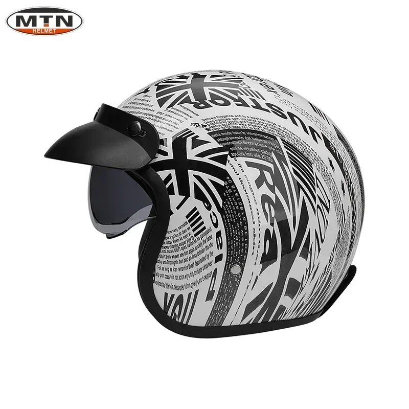 Motorcycle Helmet Open Face Cafe Racer Retro Vintage Scooter Casco Pilot Casque Motorbike Capacete De Moto Factory Directly Sell