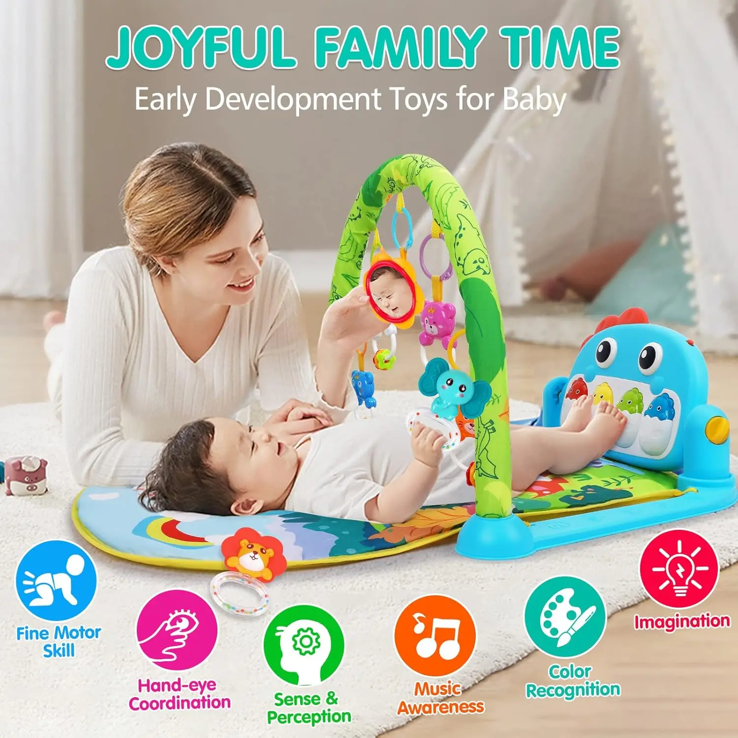 USA Baby Gym Play Mats Time Mat ของเล่นดนตรีศูนย์กิจกรรมสําหรับทารกแรกเกิดของเล่นเปียโนเด็ก Play Mat เพลงไดโนเสาร์สไตล์