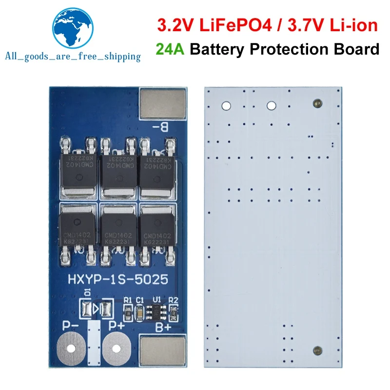 TZT 1S 3.2V 3.7V 24A LiFePO4 Li-ion Lithium Battery Protection Board BMS PCB PCM Cell Pack Overcharge Over-discharge Protect