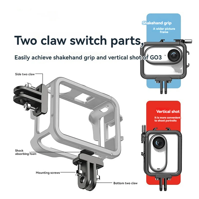 1 PC โลหะกรงกรอบป้องกันรองเท้าเย็น + ป้องกัน + อะแดปเตอร์ + ประแจสําหรับ Insta360 GO3S/GO3 กีฬากล้องอุปกรณ์เสริม