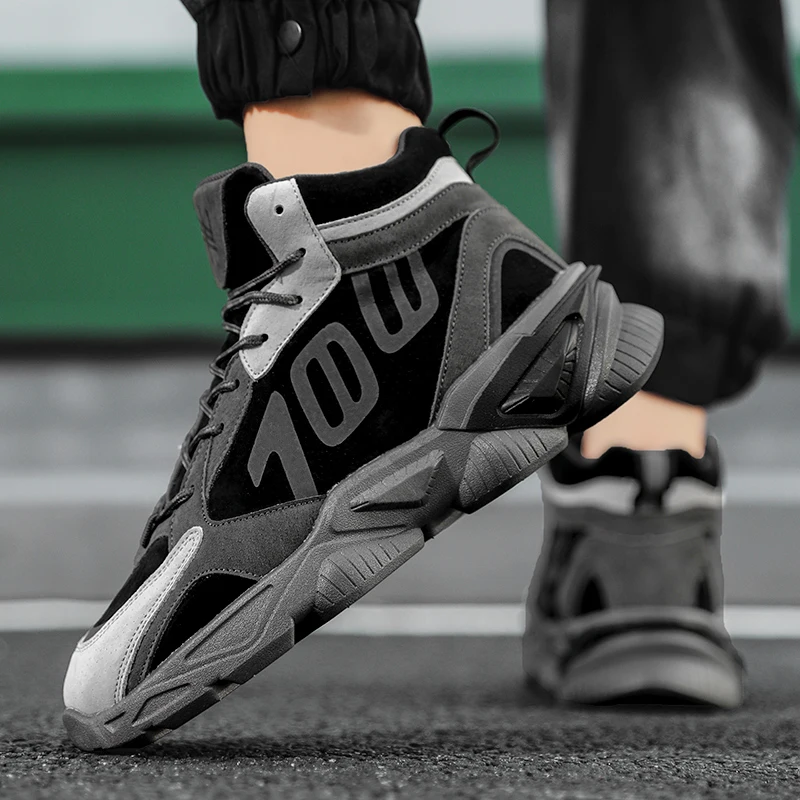 

Men's Mid-top Leather Flat Bottom Anti-slip Professional Original Wear-resistant Large-size Lace-up Personalized Hiking Shoes