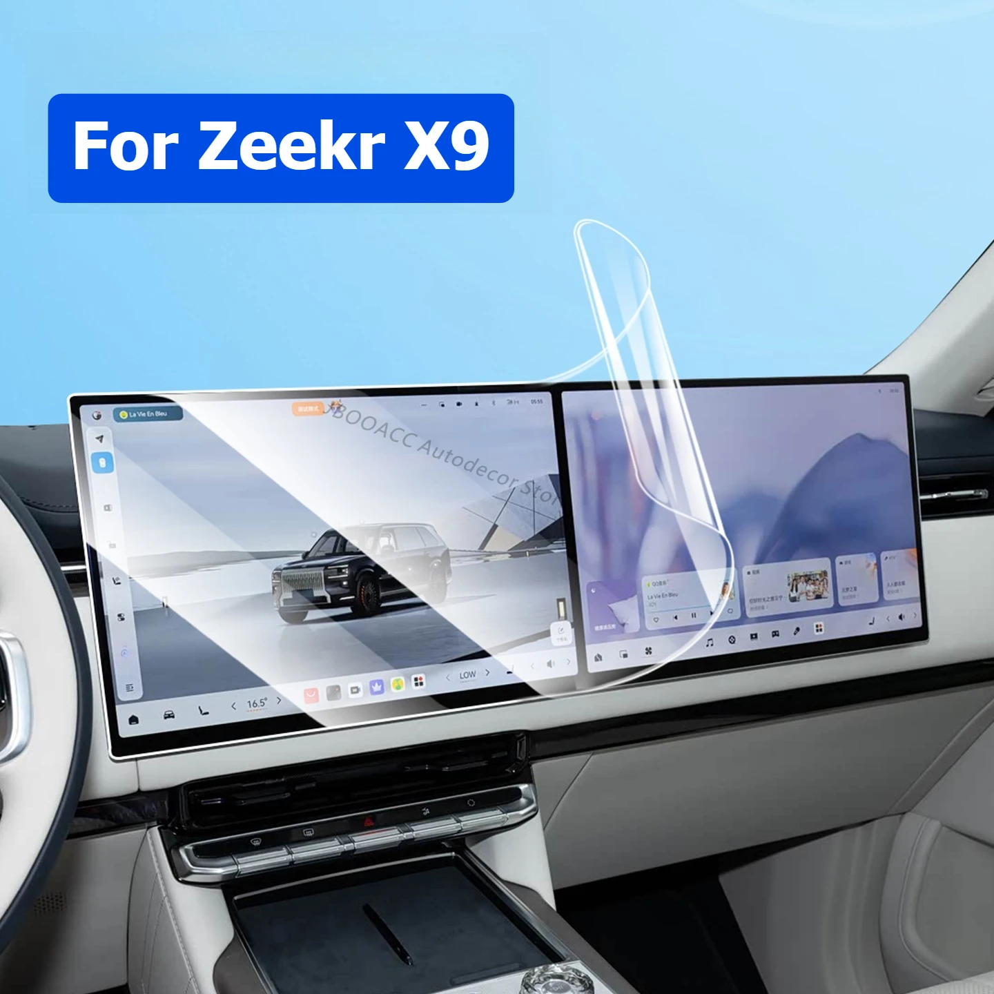 ‌For GEELY ZEEKR 9X ‌2025 Center Navigation Screen Protective Film Anti-Scratch Tempered Glass Cover Whole Car Strikers Interior