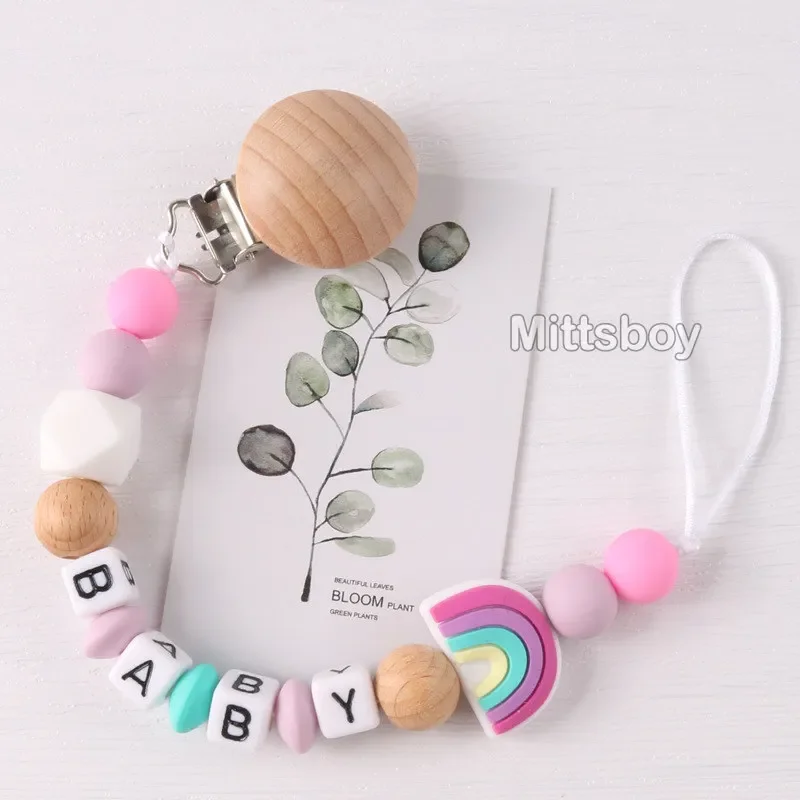Custom Handmade Silicone Rainbow Pacifier Clip Gift