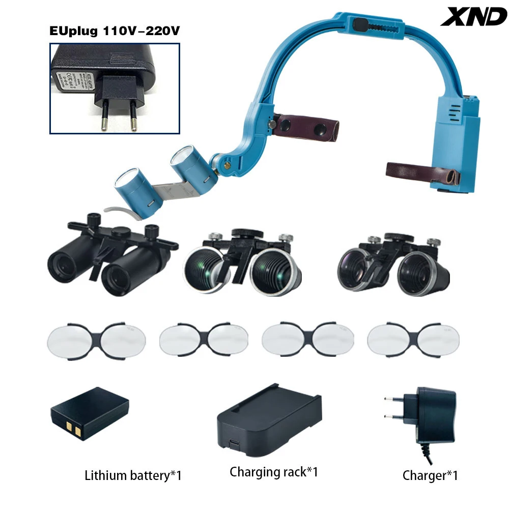 XND Dental LED Head Light Lamp Loupes 2.5X 3.5X 6X Dentist Surgical Headlight Magnification Binocular Dental Supply