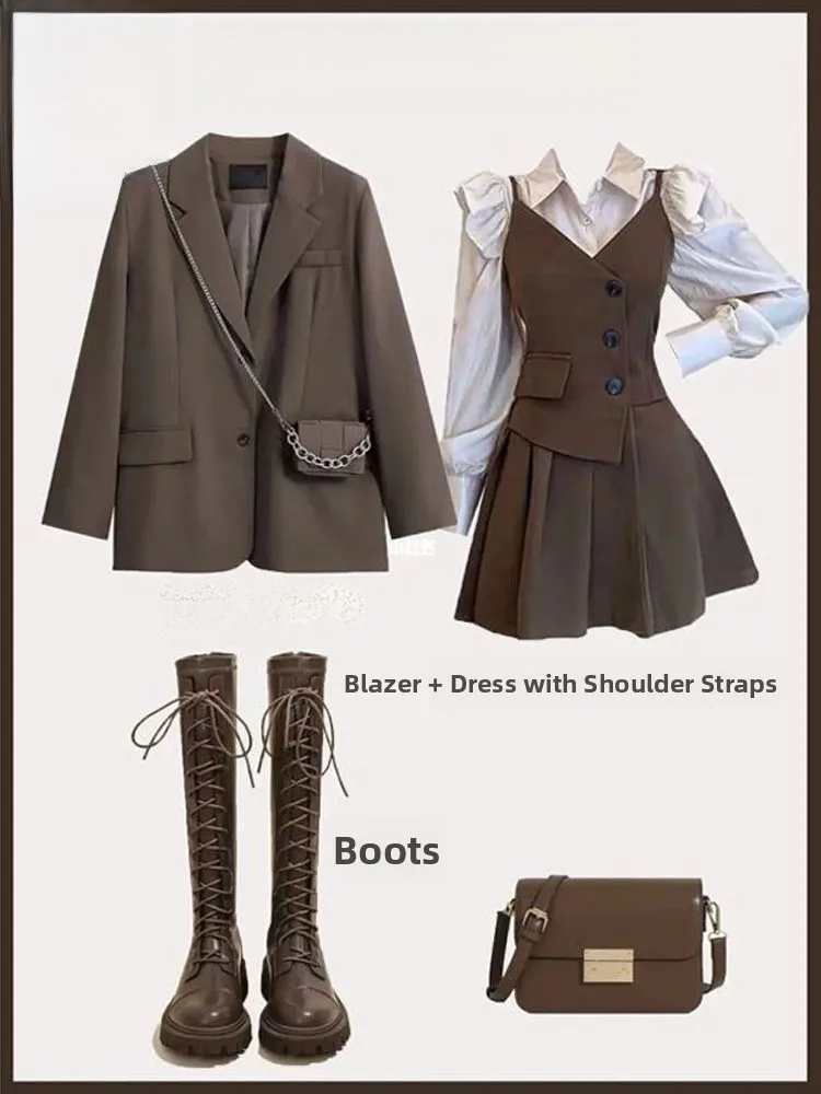 Faionable Ensemble t-shirt d'automne avec jupe trapèze taille haute Jaet et irt Dr sur mesure pour jeunes femmes professionnelles