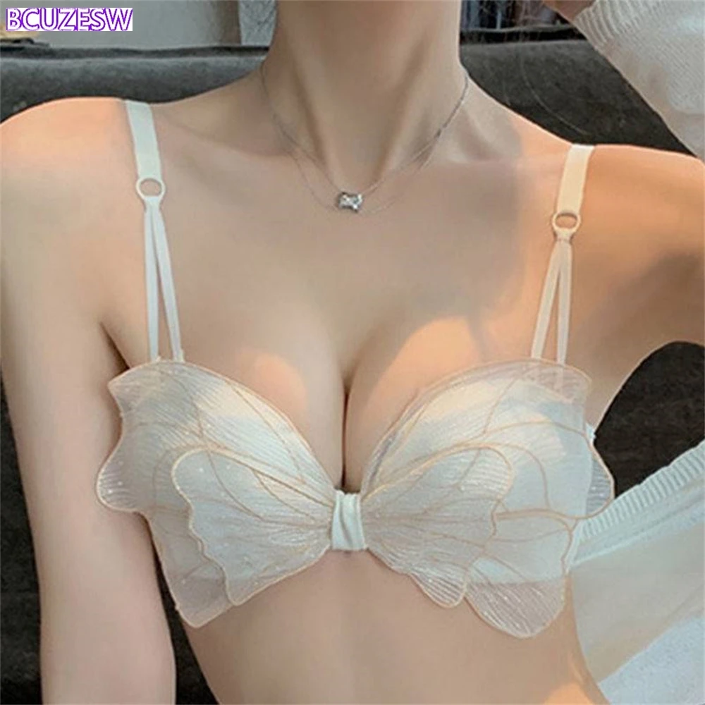 

Japan Korea Bras Sexy Bow knot Women Underwear Female Lolita Sweet Pure No Steel Ring Girl Comfortable Breathable Bra Bralette