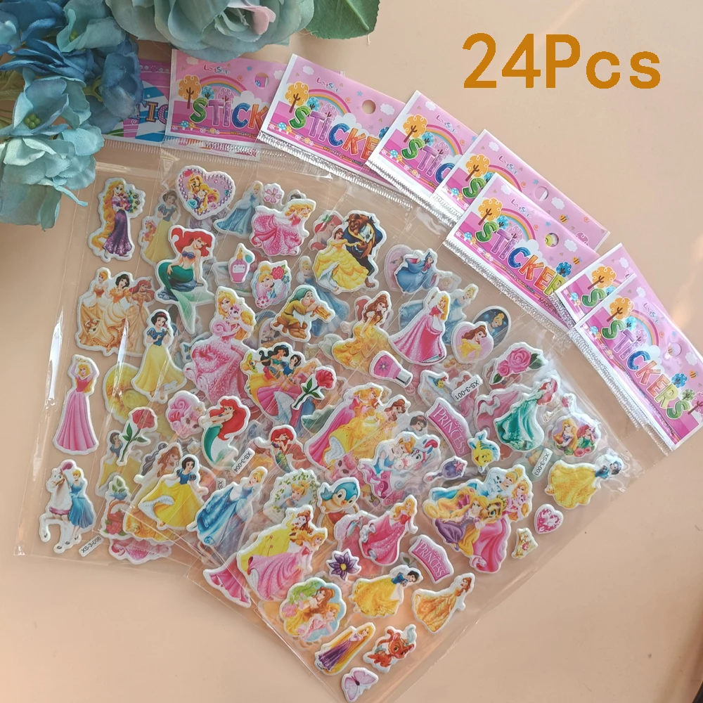 @Zootopia 디즈니 프린세스 시리즈 3D 스티커 애니메이션 문구 어린이 노트북 크리스탈 스티커 장식용 어린이 장난감