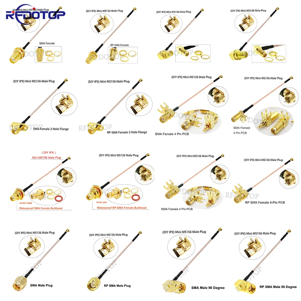 1Pcs RG178 Cable Mini MS156 to SMA Connector 50Ohm RF Coaxial Pigtail Extension Jumper for LTE Modem Yota LU150