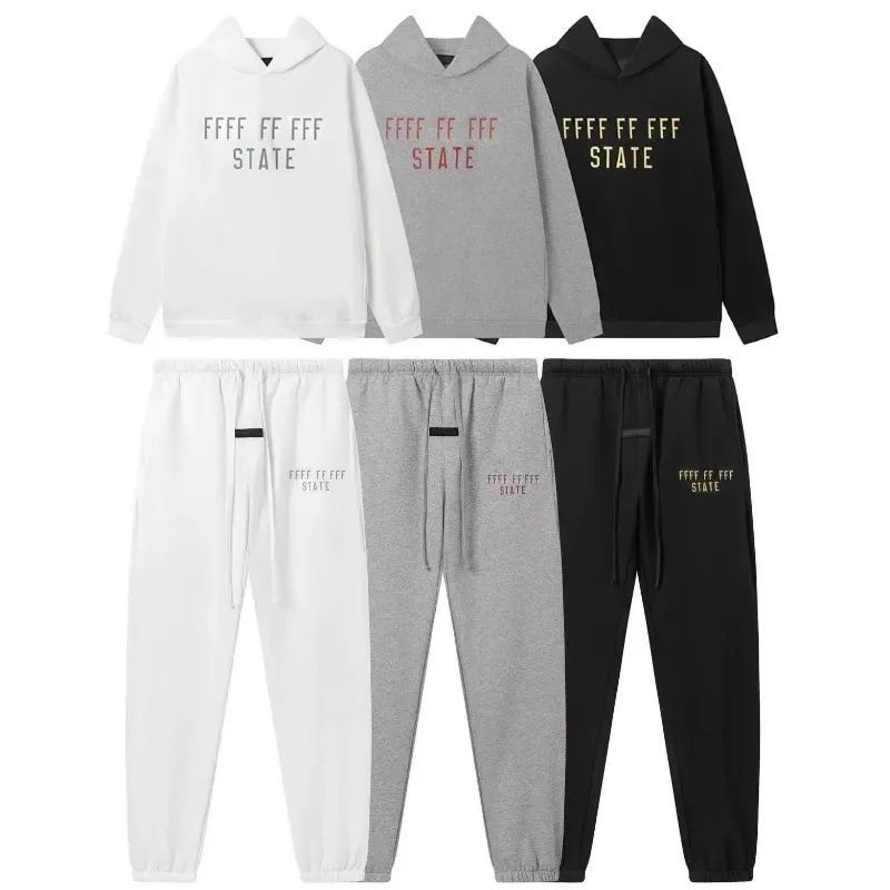 

FW24 Classic Brand Double Line Men's Hoodies Luxury Design Chest Printed Letter Logo Hoodies High Street Couple Loose Hoodie Set