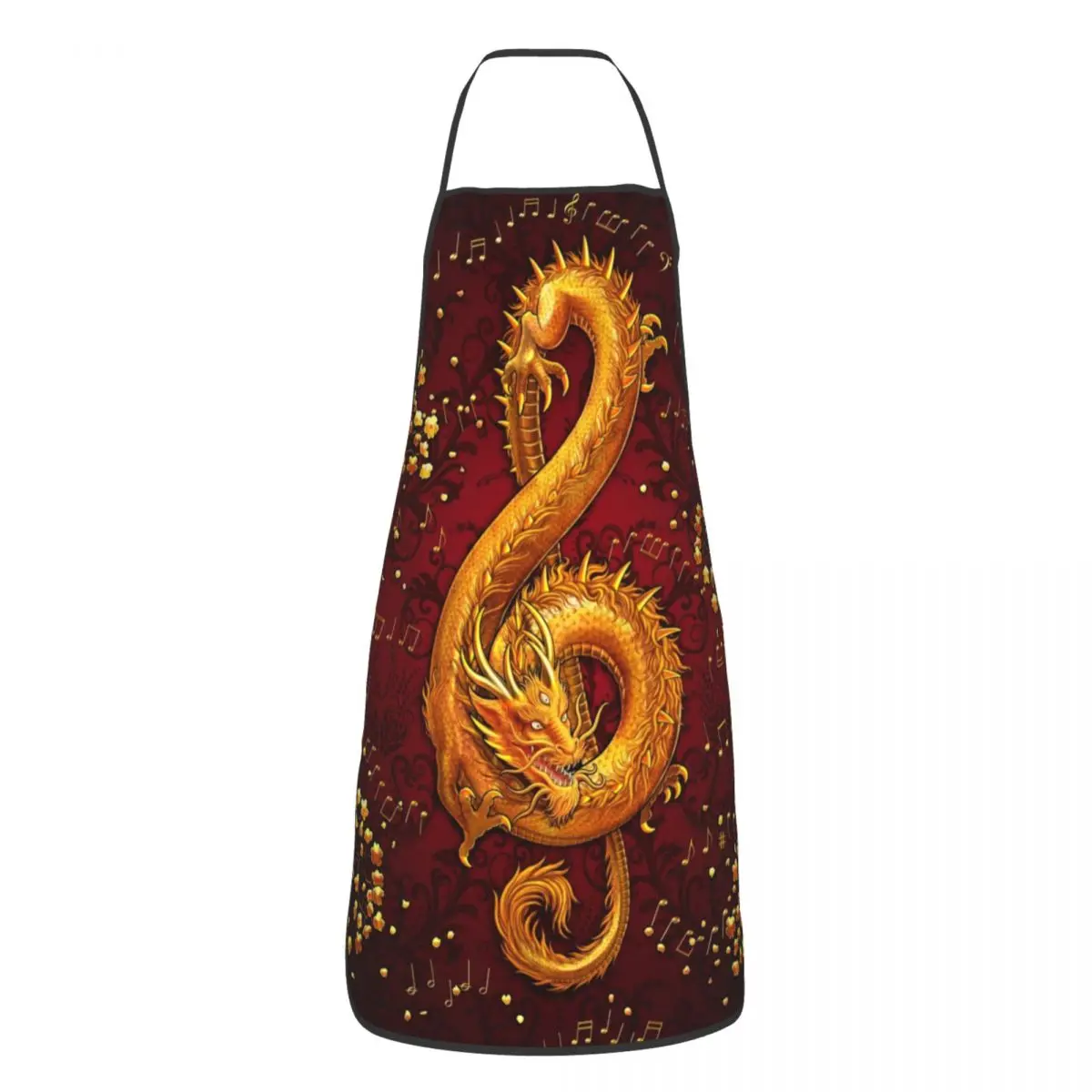 Custom Bib Treble Clef Music Dragon Apron Men Women Unisex Adult Chef Kitchen Cooking Tablier Cuisine Painting