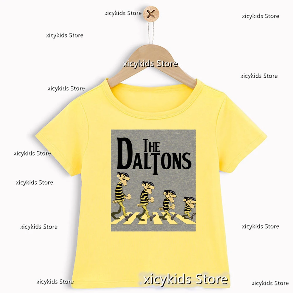 

Fashiona New Boys T-Shirt Funny The Daltons Carton Printed Kids Tshirt Cute Boys/ Girls Unisex Clothes Yellow O-Neck Shirt Top