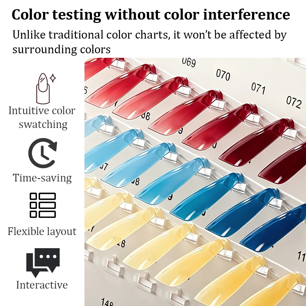 New 200 Color Nail Art Display Board Inset Angled Nail Tips Professional Color Chart Organizer for Nail Salon Nail Accessories