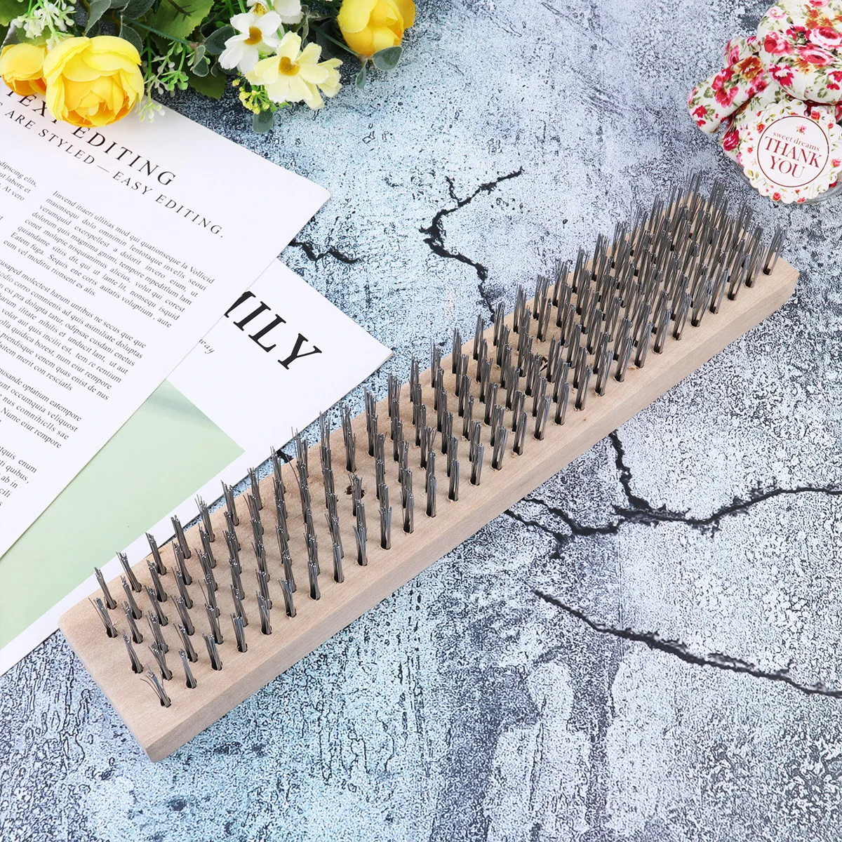 

1 pc Steel Wire Brush Heavy Duty Derusting Tool Weed Moss Dirt Remover Patio Garden Cement Descale Road Oil Stain Cleaner Power