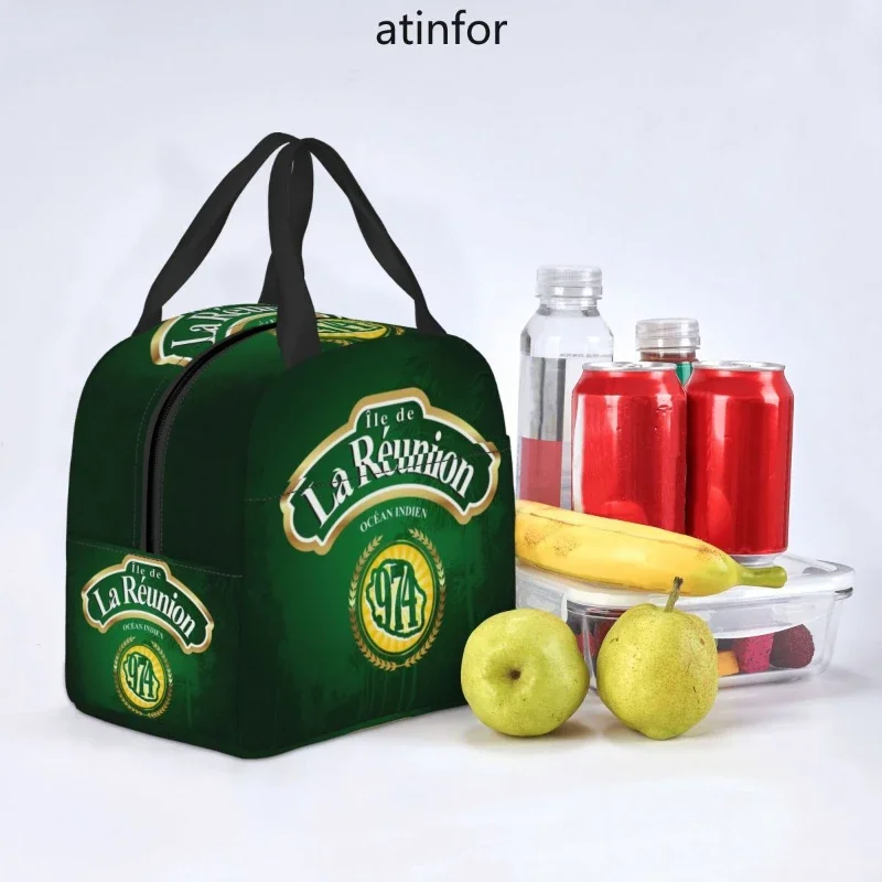 974 Reunion Island Lunch Bag for Women Margouillat Isle Indian Ocean Insulated Cooler Thermal Lunch Box Work School Food Bags