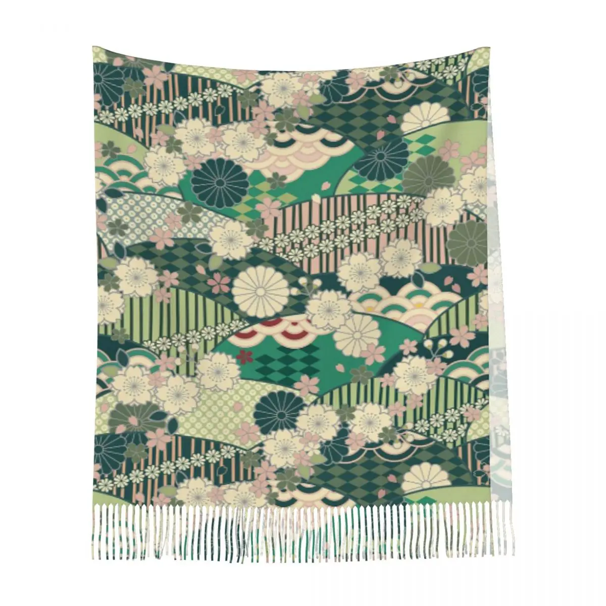 كيمونو ياباني نمط وشاح شرابة الأوشحة النساء شالات دافئة ناعمة ويلتف طويل الخريف الشتاء شال التفاف #3