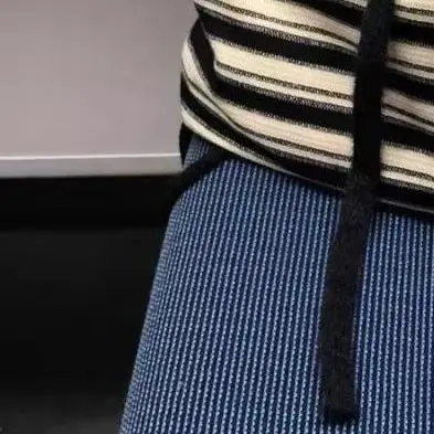 

Korean Sle Canvas Striped Bapa Knitting Tote Bag Simple Design Double Oulder Strap Large Capacity For Class Student Bookbag