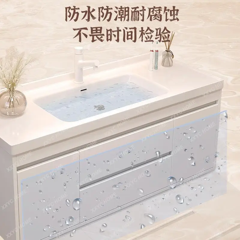 Integrated Solid Wood Smart Bathroom Cabinet Combination Modern Simple Bathroom Table Face Washing Wash Basin Set