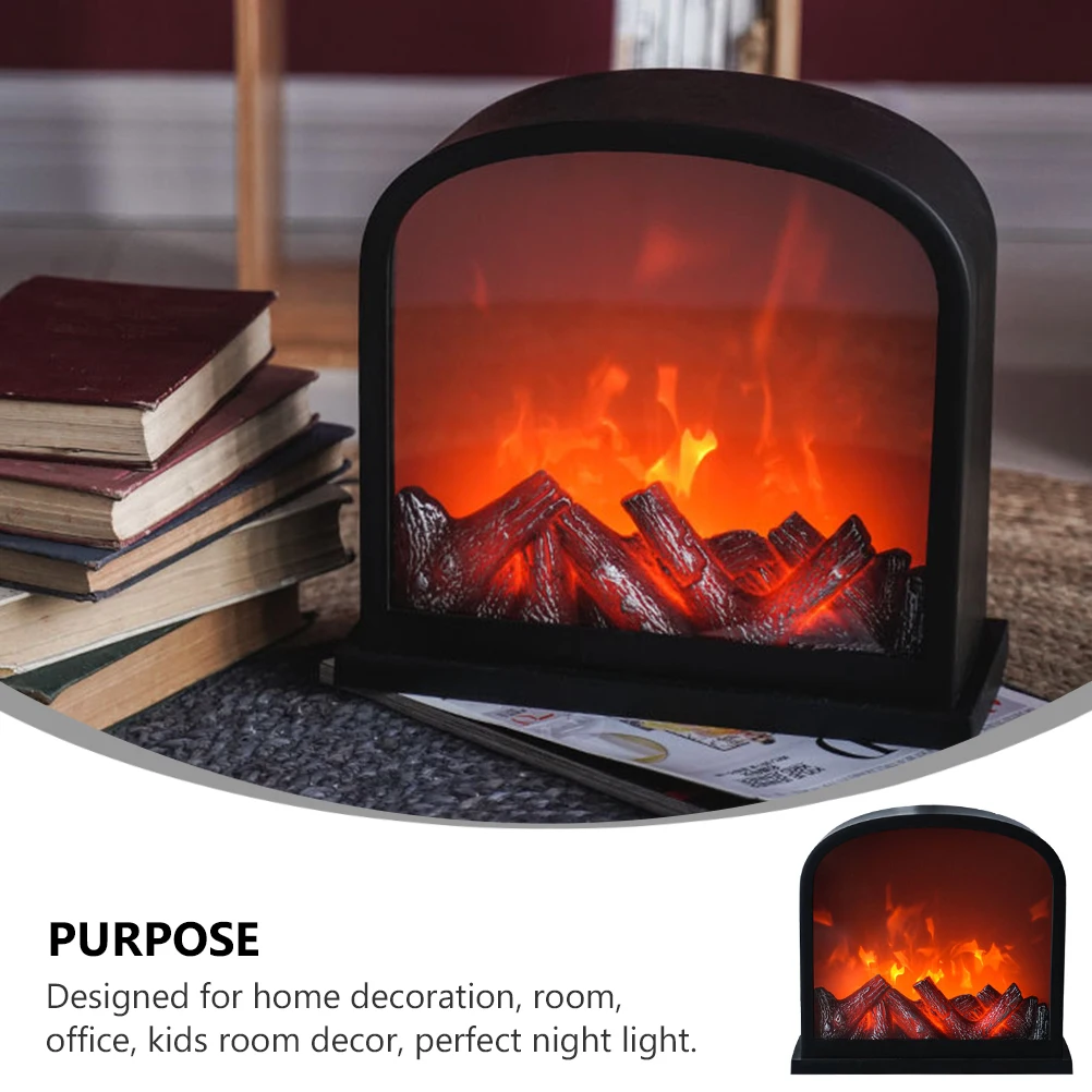 

Fireplace Night Lamp LED Decorative Light Table Flashing Black Eye Protection Premium Material Unique Home Party Gifts