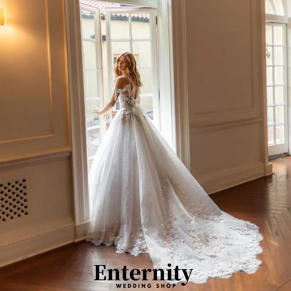 Robes De mariée personnalisées à lacets, col rond, sans manches, pour femmes, charmantes, simples, avec des appliques en dentelle, robes De mariée