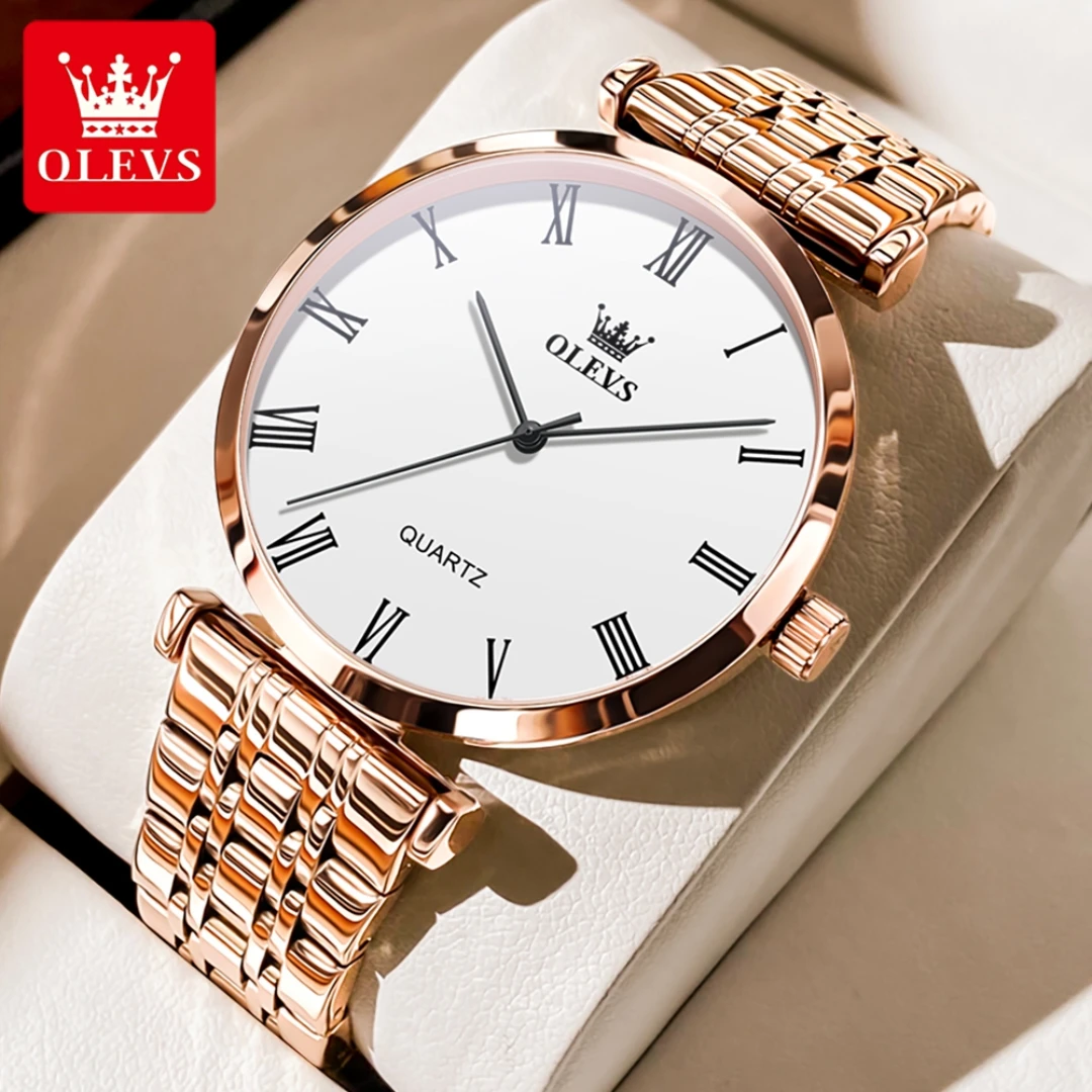 OLEVS 5592 Quartz Fashion Watch Gift Round-dial Stainless Steel Watchband Wristwatch