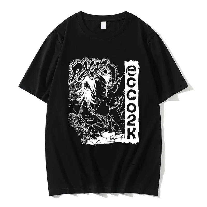 محدودة مغني الراب Ecco2k مطبوعة التي شيرت رجل تي شيرت استنزاف عصابة تي شيرت الرجال النساء موضة الهيب هوب تيز الرجال الشارع الشهير #2